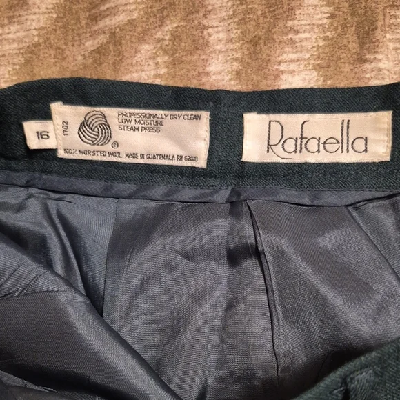 Vintage Rafaella Dark Green Wool Straight Maxi Skirt Size 16 - Picture 6 of 10